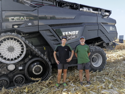 Arable farmer and contractor Andrea Sandrini in front of the Fendt IDEAL 8T.