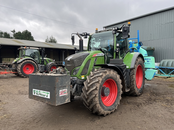 A Fendt 516 Vario stands in the farm yard of John Whiteford.