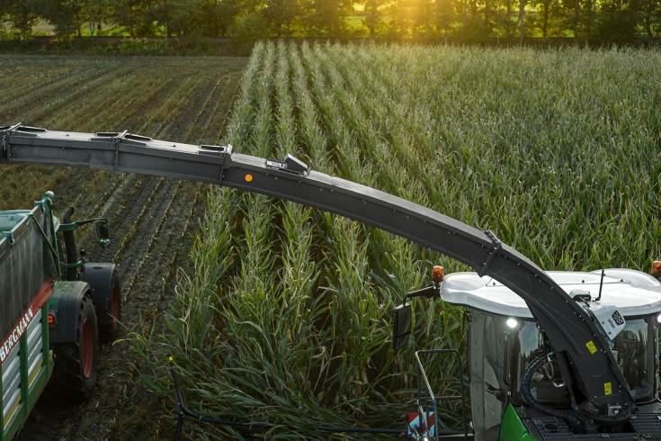 ForageQualityCam nær Nærbilde av ForageQualityCam på røret til Fendt Katana